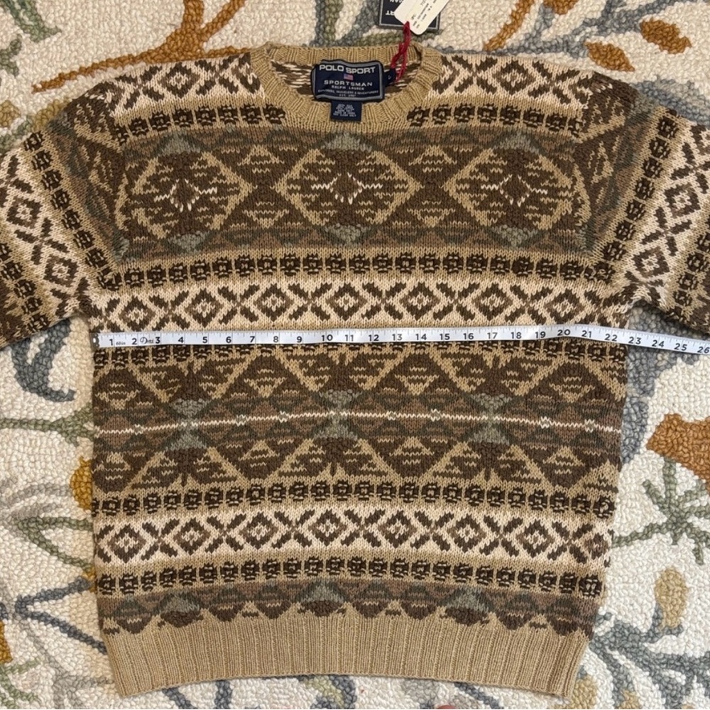 Polo Sport Ralph Lauren Vintage Patterned knit Sweater Silk linen cotton blend - Picture 12 of 16